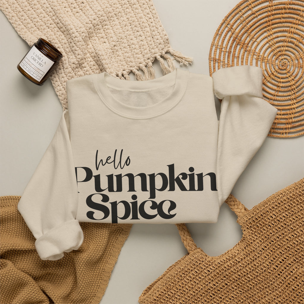 Pumpkin Spice Crewneck Sweatshirt — "hello Pumpkin Spice" Cozy Fall Pullover