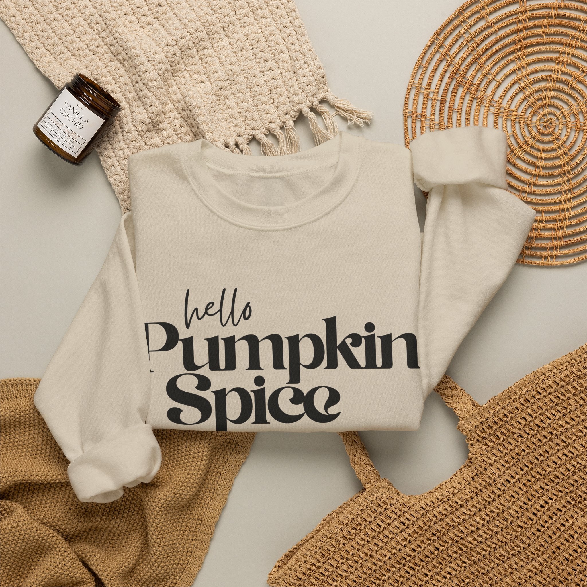 Pumpkin Spice Crewneck Sweatshirt — "hello Pumpkin Spice" Cozy Fall Pullover