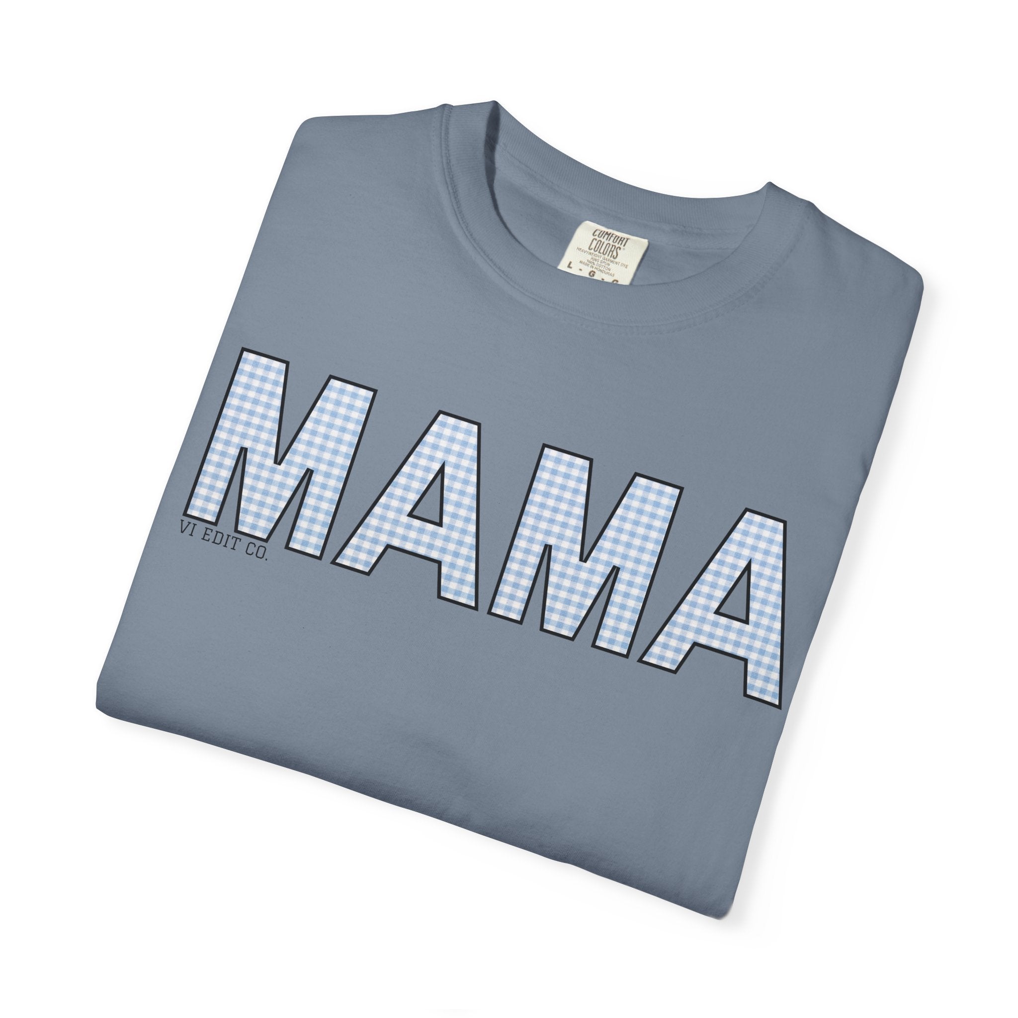 MAMA gingham block letters T-Shirt | mom shirt, mama tee