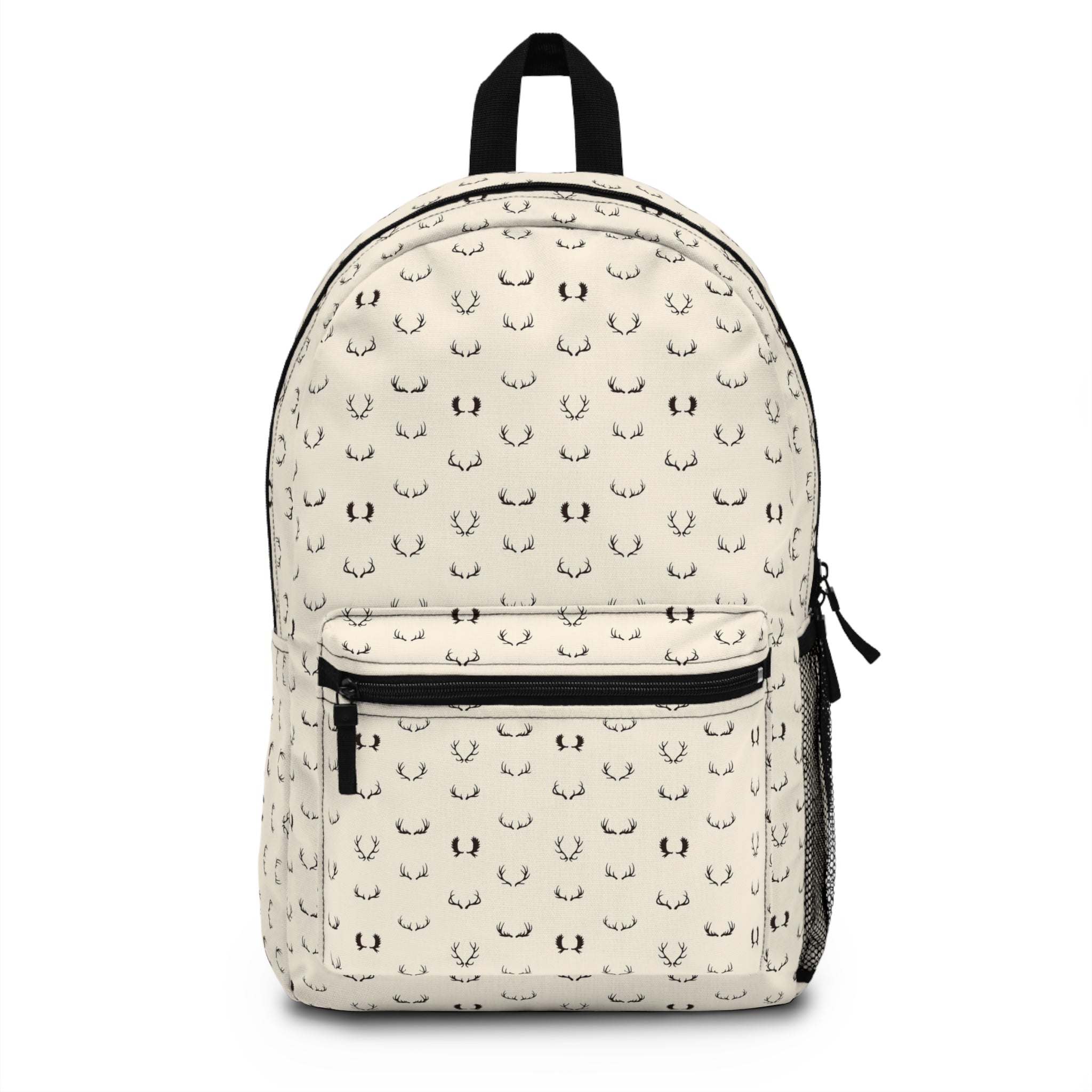 Minimal Neutral Horseshoe Pattern Backpack — Lightweight Everyday School & Travel Bag