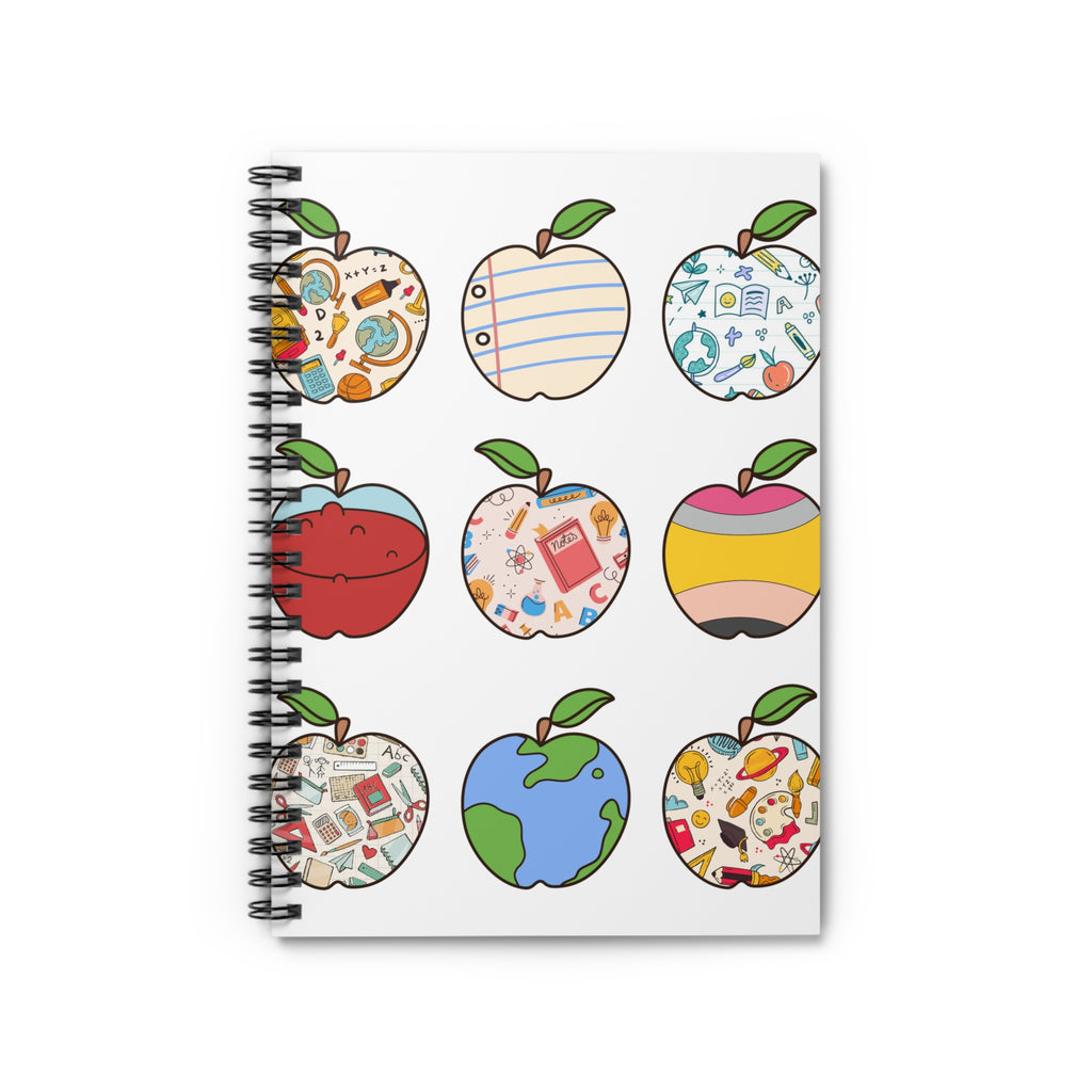 Apple Icons Spiral Notebook — Cute School-Themed Lined Journal for Students & Teachers