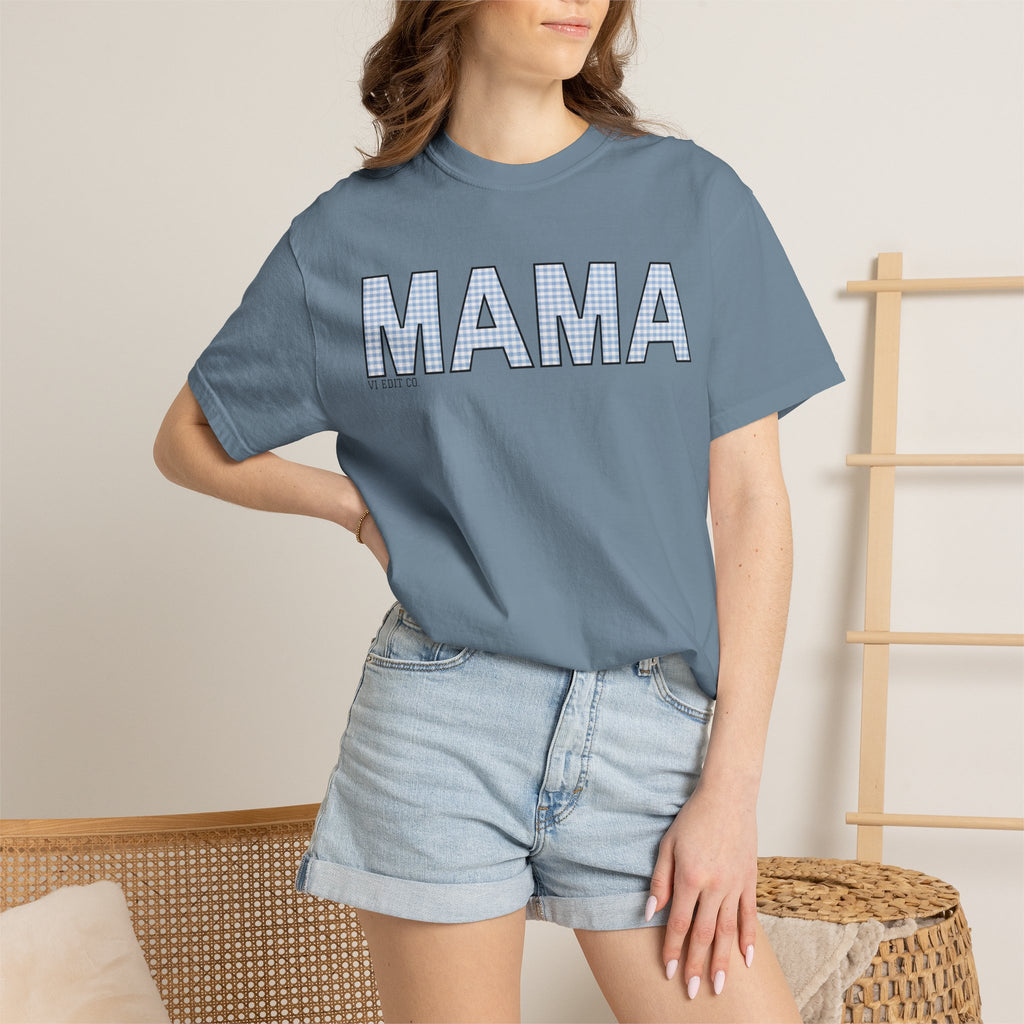 MAMA gingham block letters T-Shirt | mom shirt, mama tee