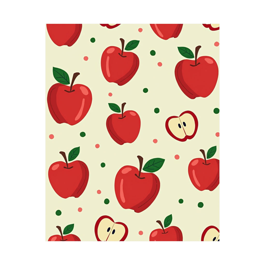 Apple Pattern Matte Poster — Red Apple Kitchen or Classroom Wall Art