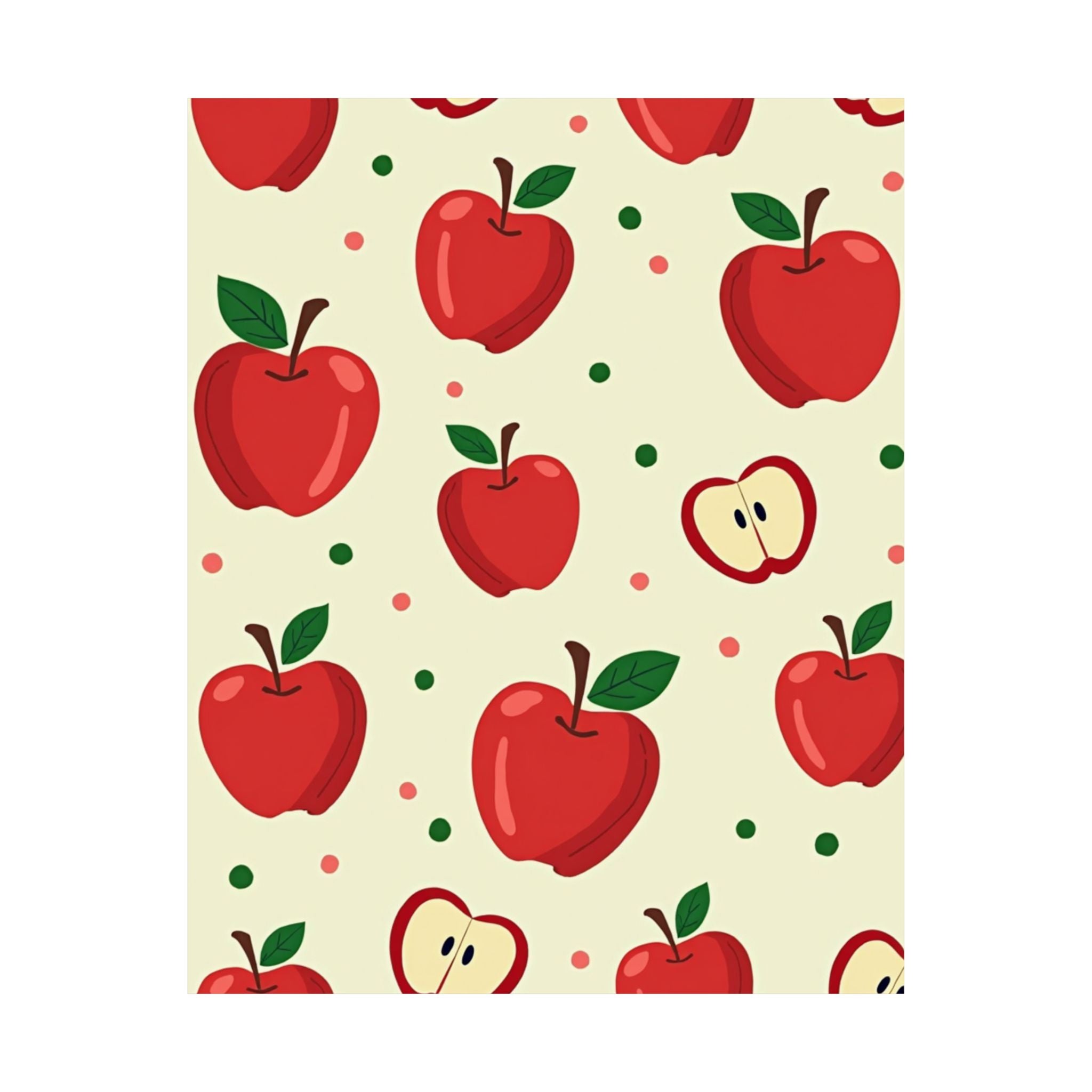 Apple Pattern Matte Poster — Red Apple Kitchen or Classroom Wall Art