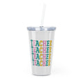 Teacher Tumbler with Straw — Colorful Stacked "TEACHER" Travel Cup | Gift for Teachers, Back to School