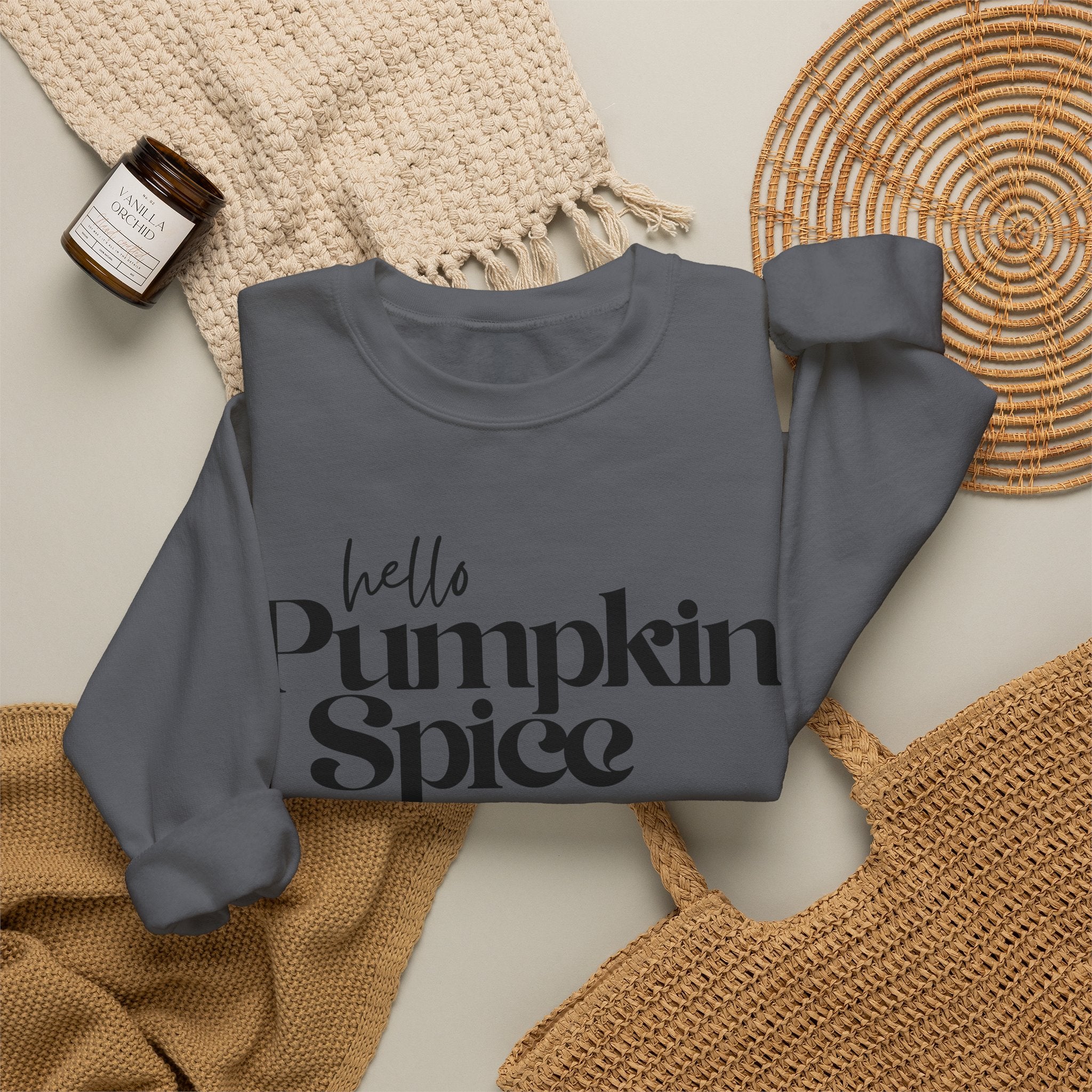 Pumpkin Spice Crewneck Sweatshirt — "hello Pumpkin Spice" Cozy Fall Pullover