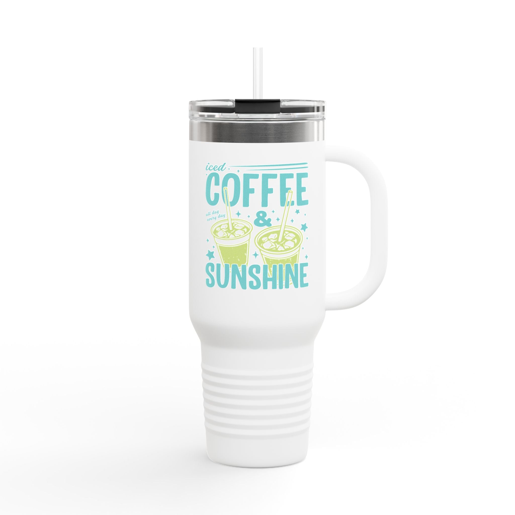 40oz Insulated Travel Mug - "Coffee & Sunshine" Summer Tumbler