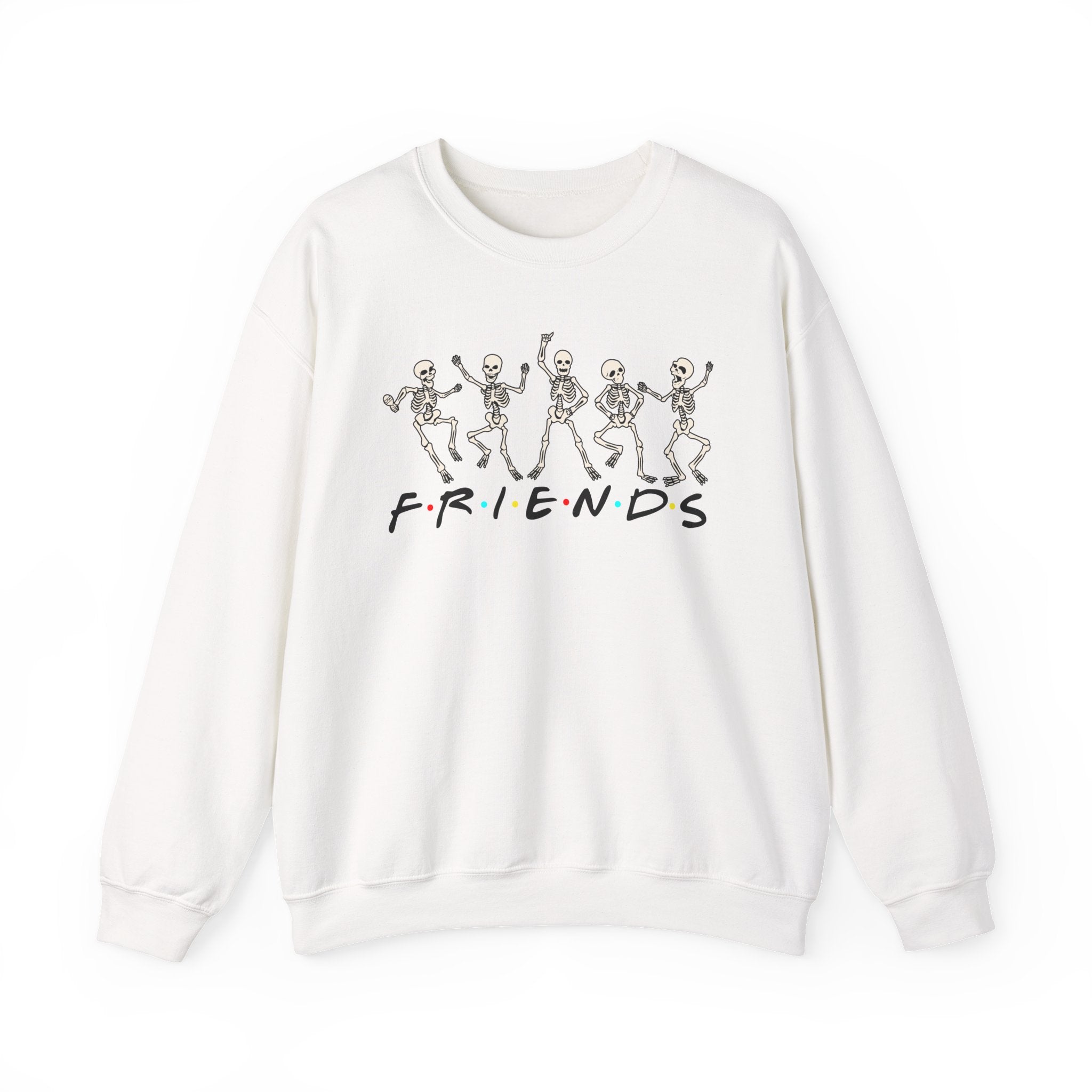 Friends Skeletons Crewneck Sweatshirt — Dancing Skeletons "FRIENDS" Graphic