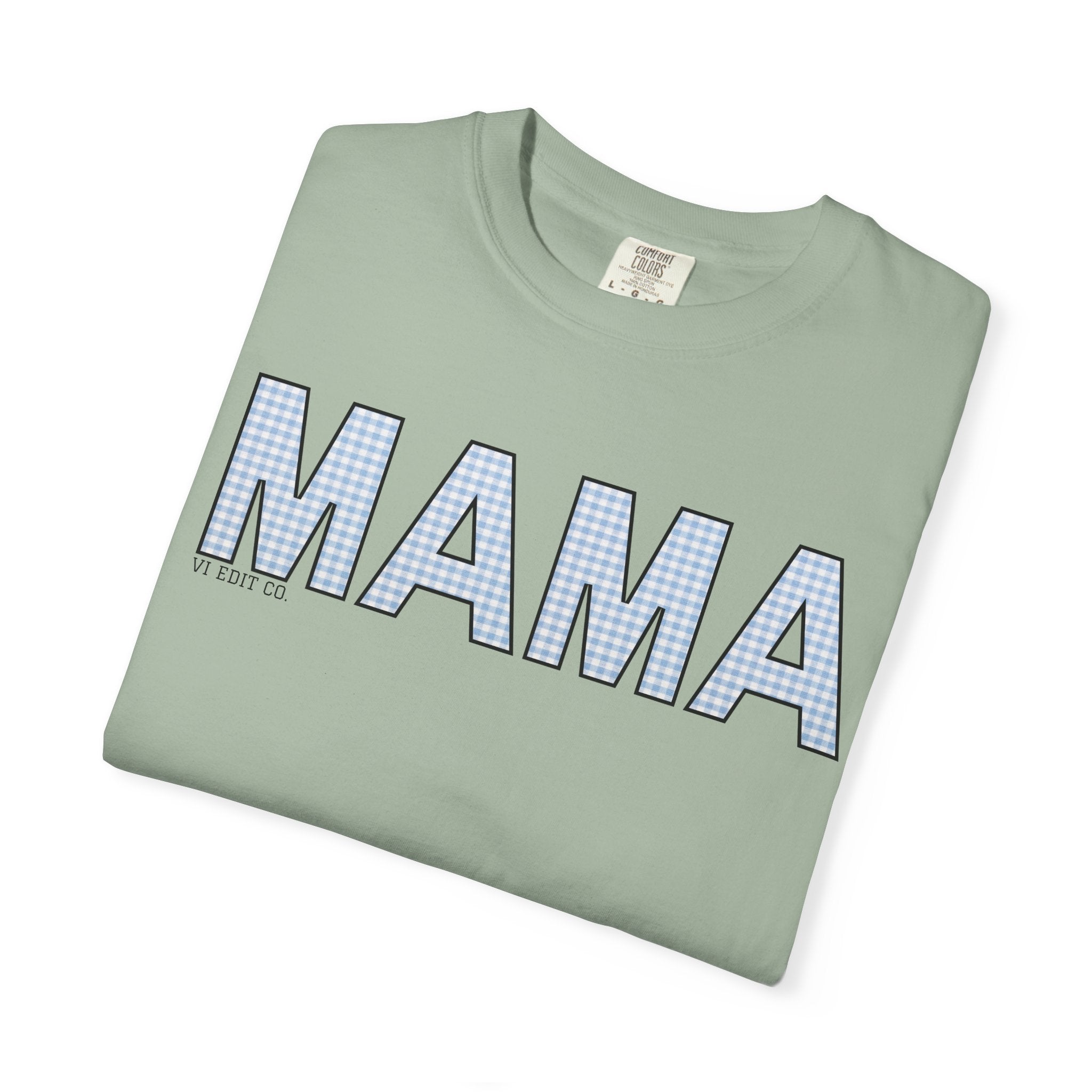 MAMA gingham block letters T-Shirt | mom shirt, mama tee