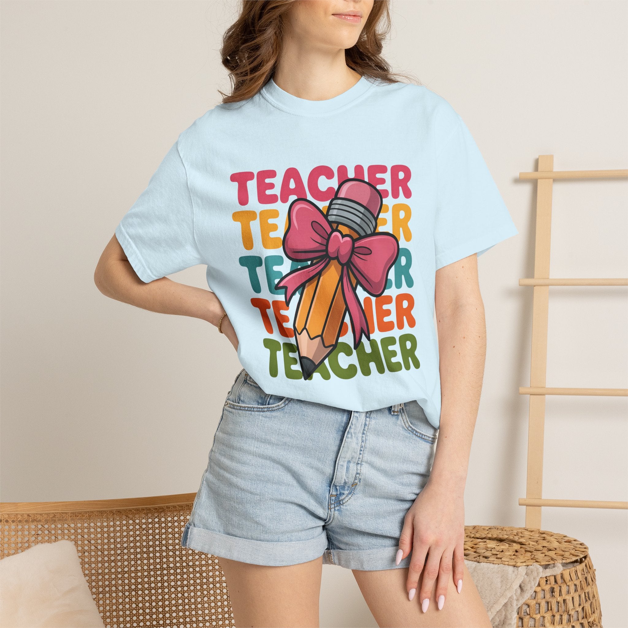 Teacher Pencil Bow Tee