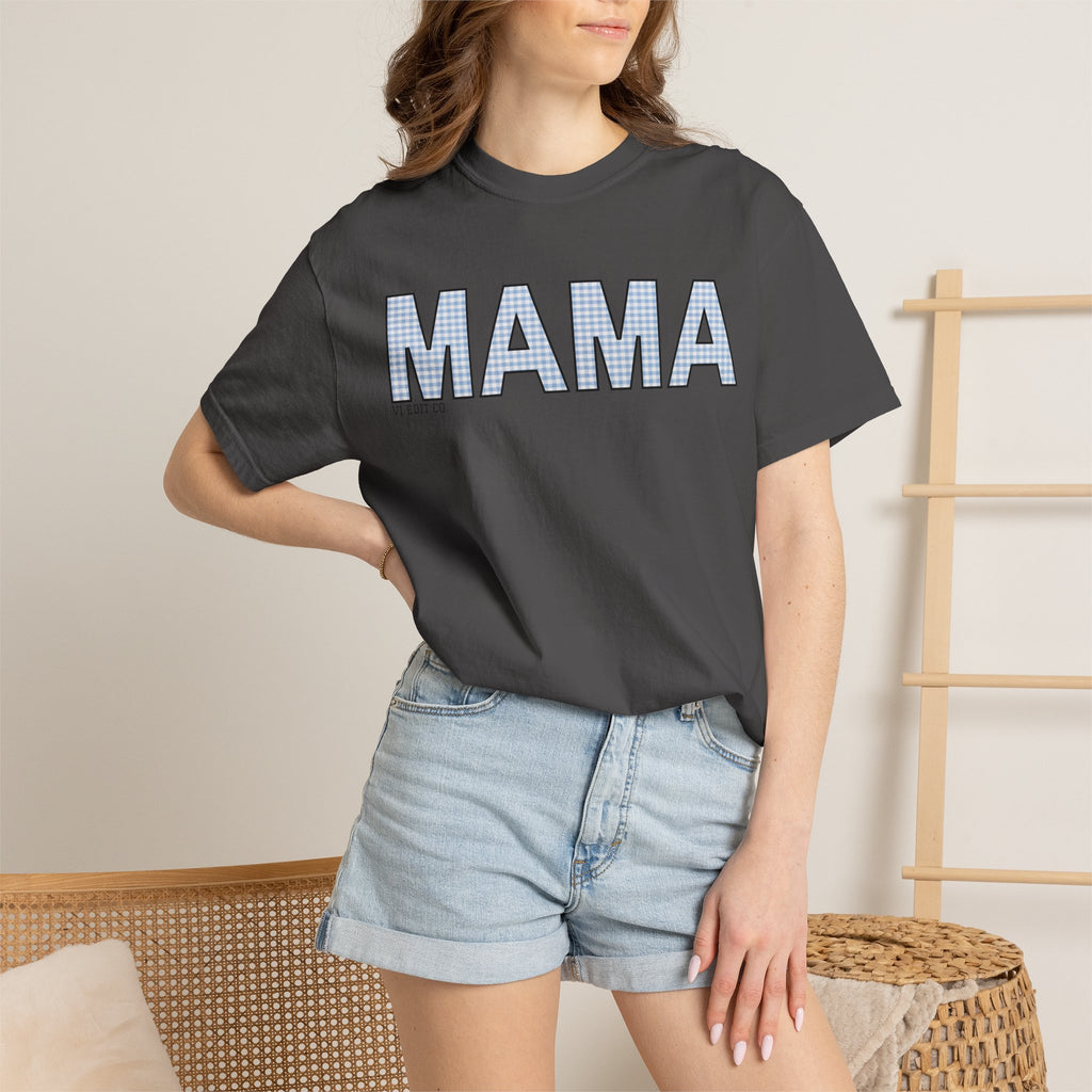 MAMA gingham block letters T-Shirt | mom shirt, mama tee