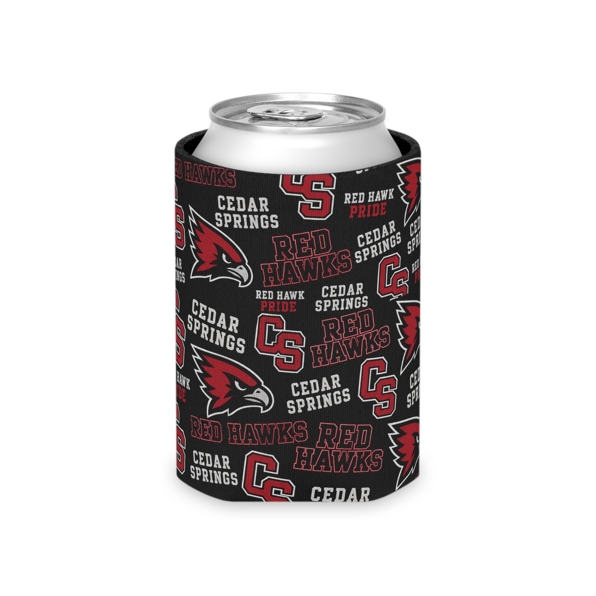 Red Hawks 'Cedar Springs' Can Cooler – School Spirit Beverage Koozie