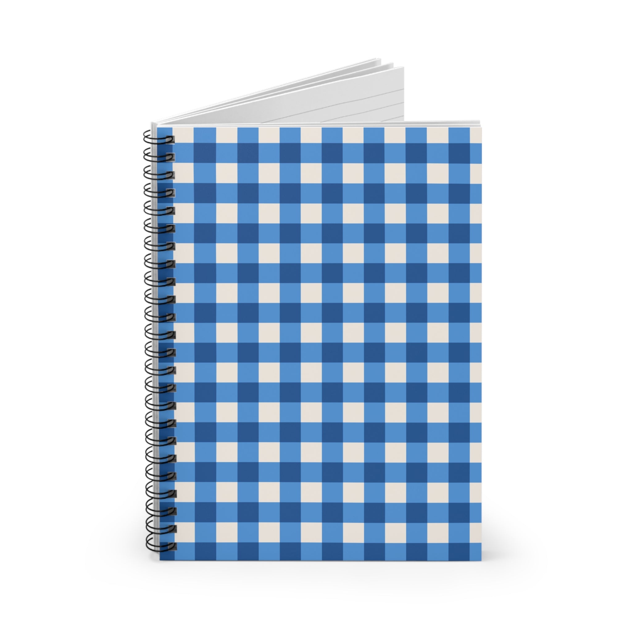 Blue Gingham Spiral Notebook – Ruled Journal for School, Notes & Planning