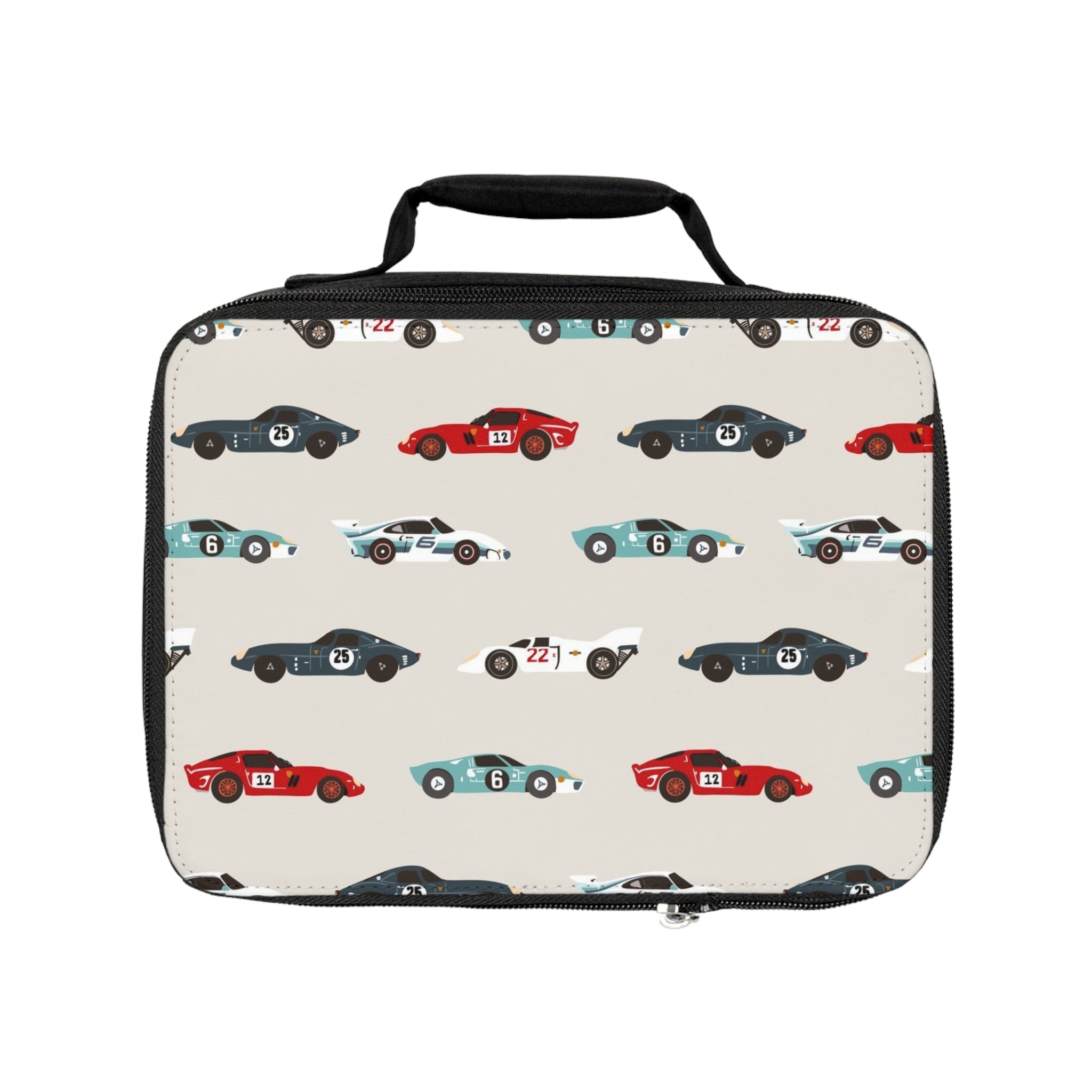 Vintage Race Car Lunch Bag – Retro Sportscar Pattern for Kids & Adults