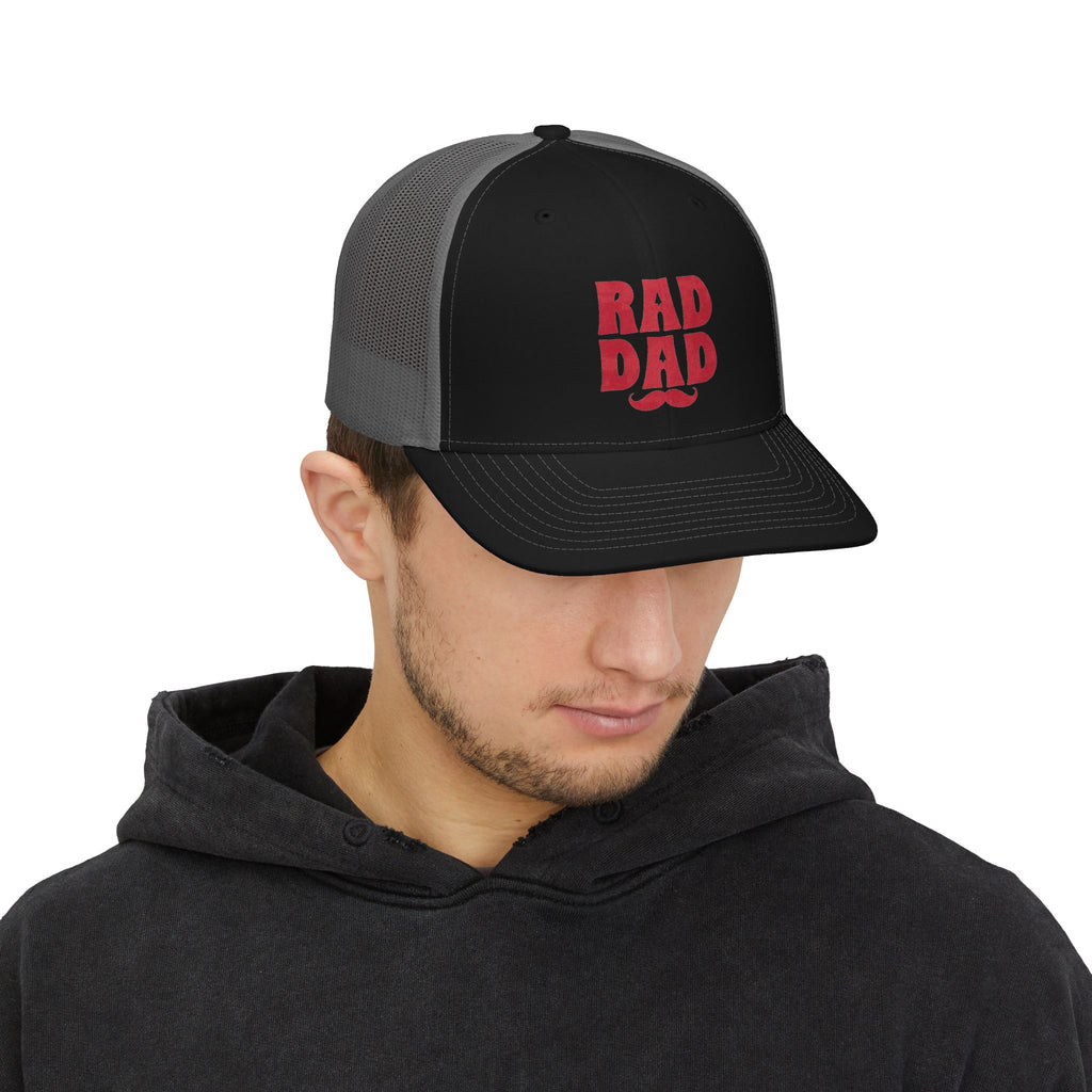 Rad Dad Trucker Cap — Retro Mustache Snapback Hat (Father's Day Gift)