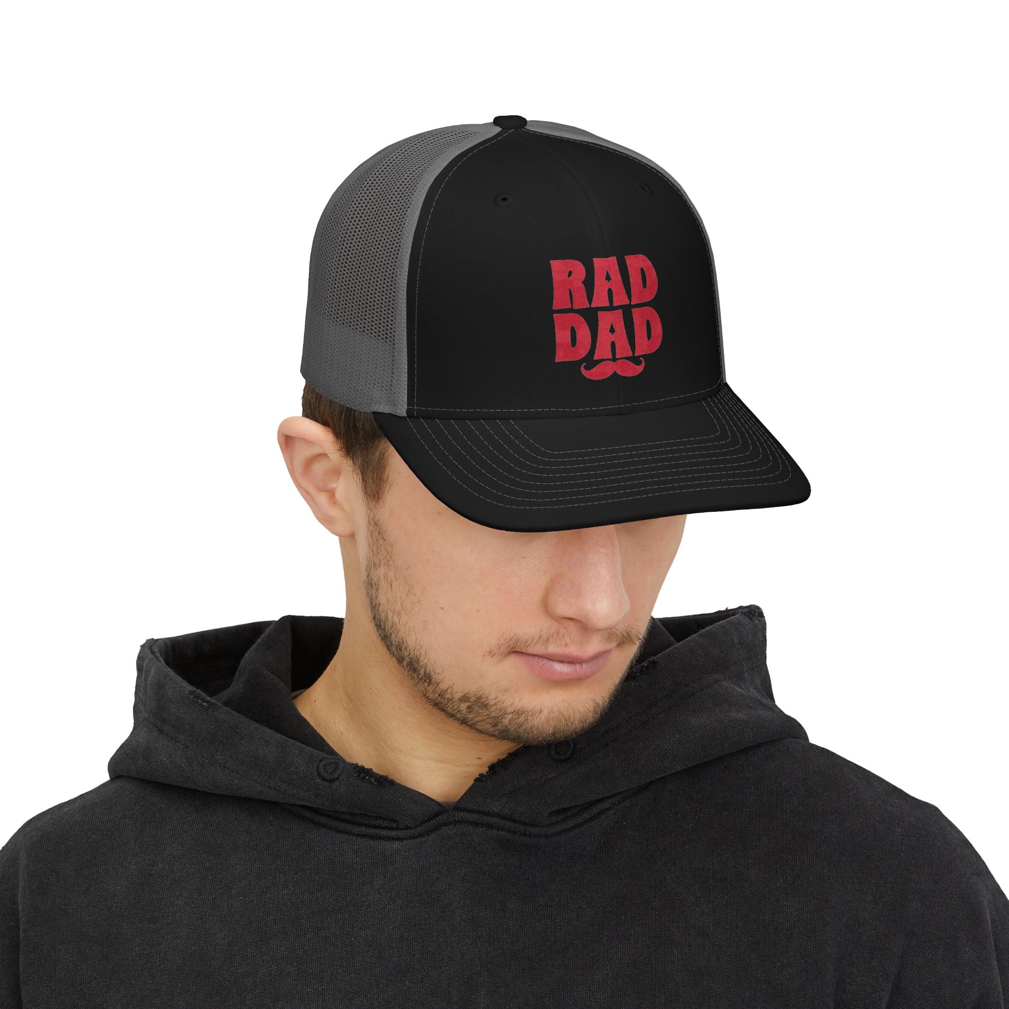 Rad Dad Trucker Cap — Retro Mustache Snapback Hat (Father's Day Gift)