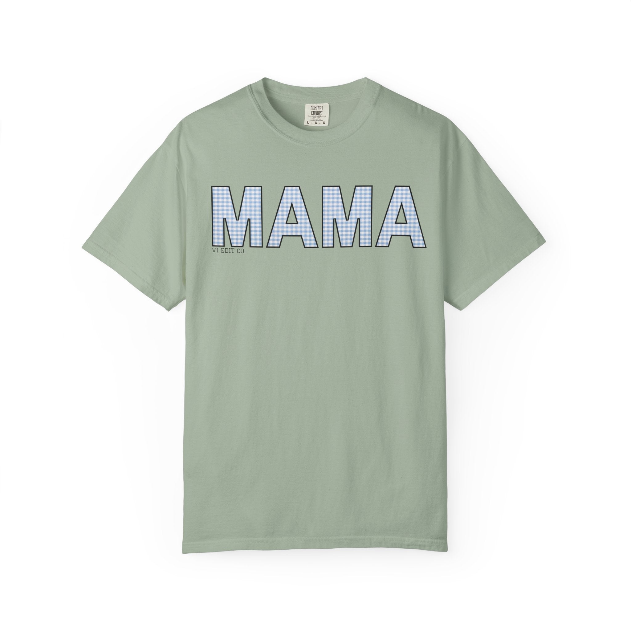 MAMA gingham block letters T-Shirt | mom shirt, mama tee