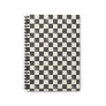 Checkered Spiral Notebook — Black & White Retro Grid Ruled Journal