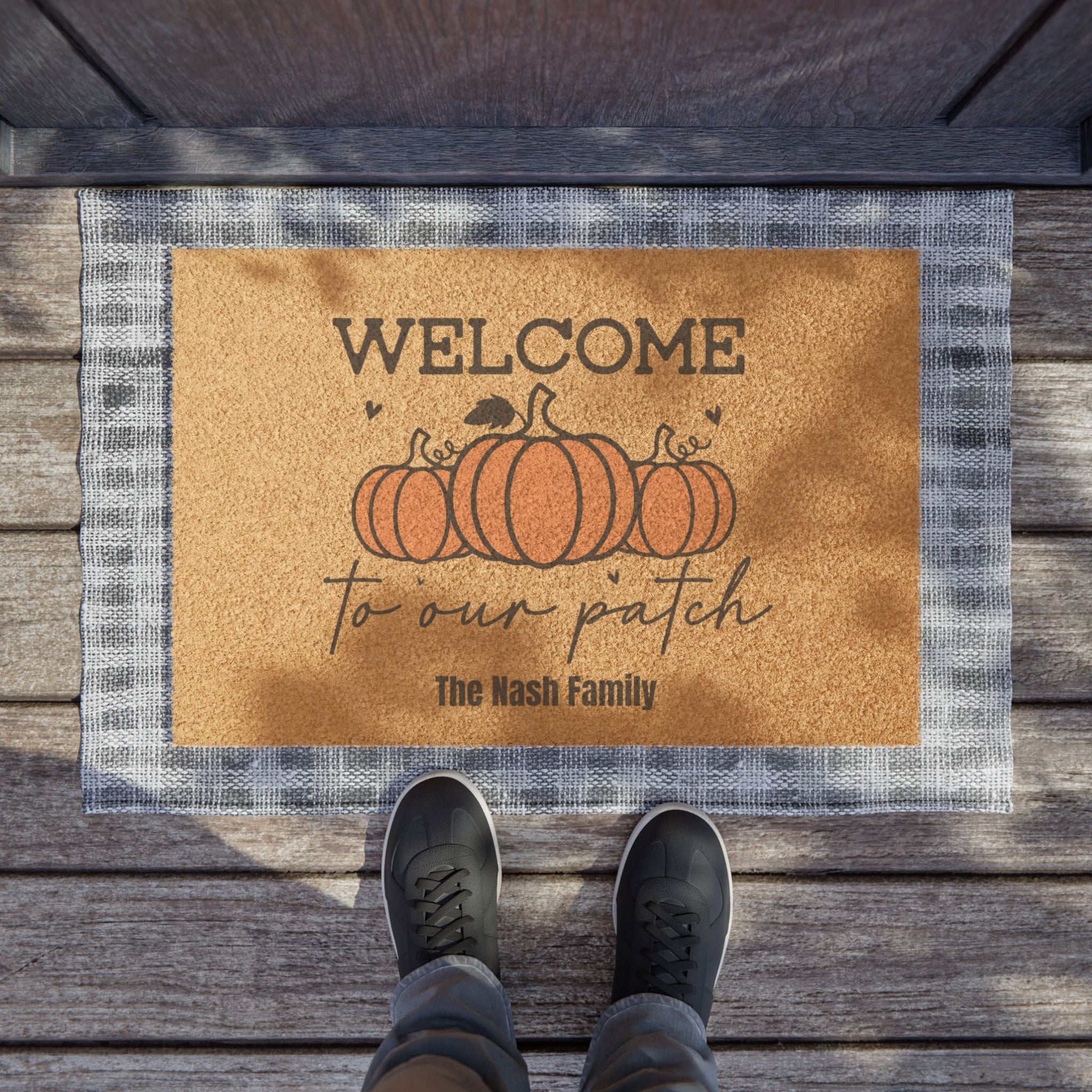 Personalized Fall Pumpkin Welcome Mat
