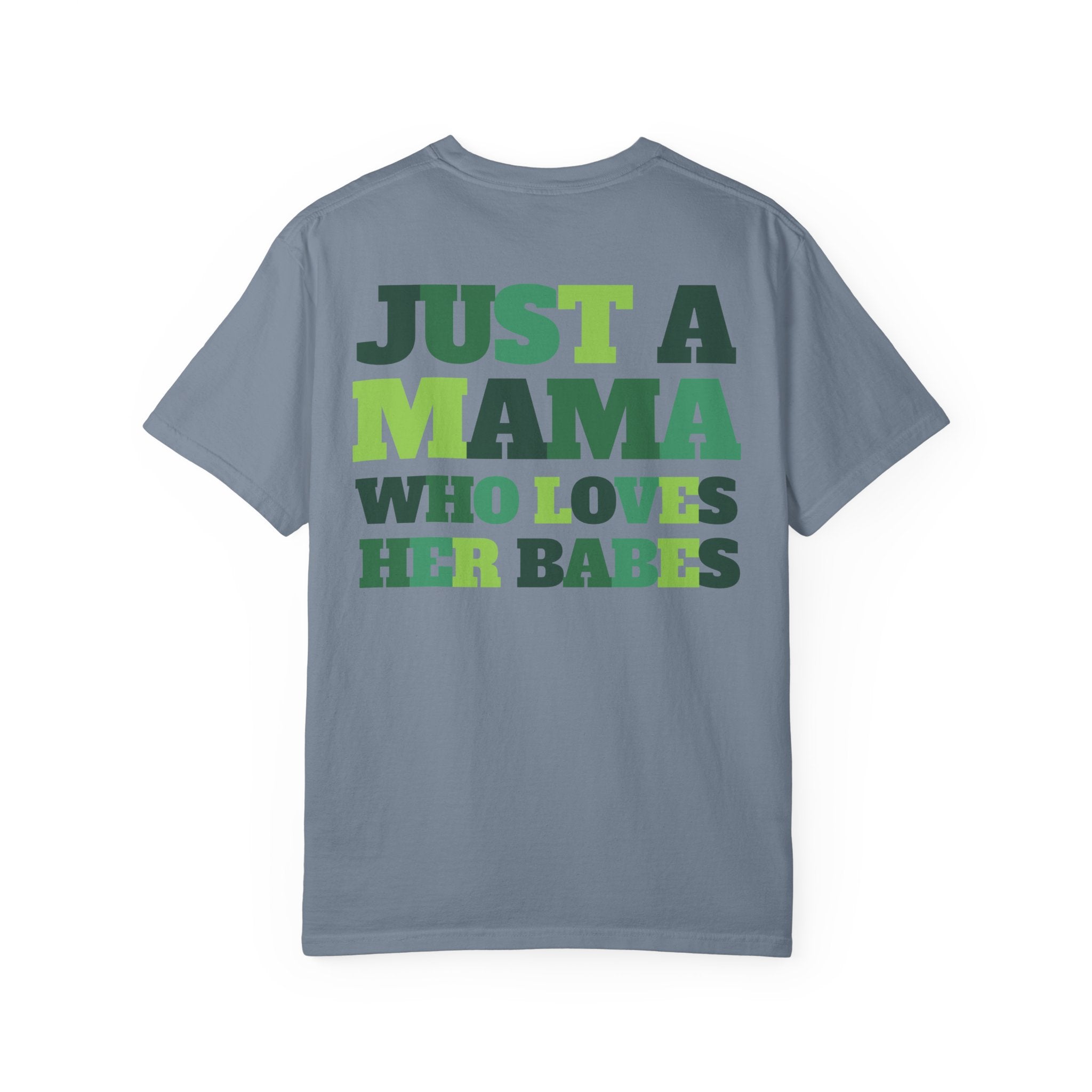 Green Checker Smiley Face T-shirt | Text Back "Just A Mama Who Loves Her Babes"