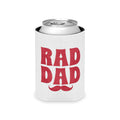 Can Cooler – "Rad Dad" Red Retro Mustache Beer Can Koozie | Father's Day Gift