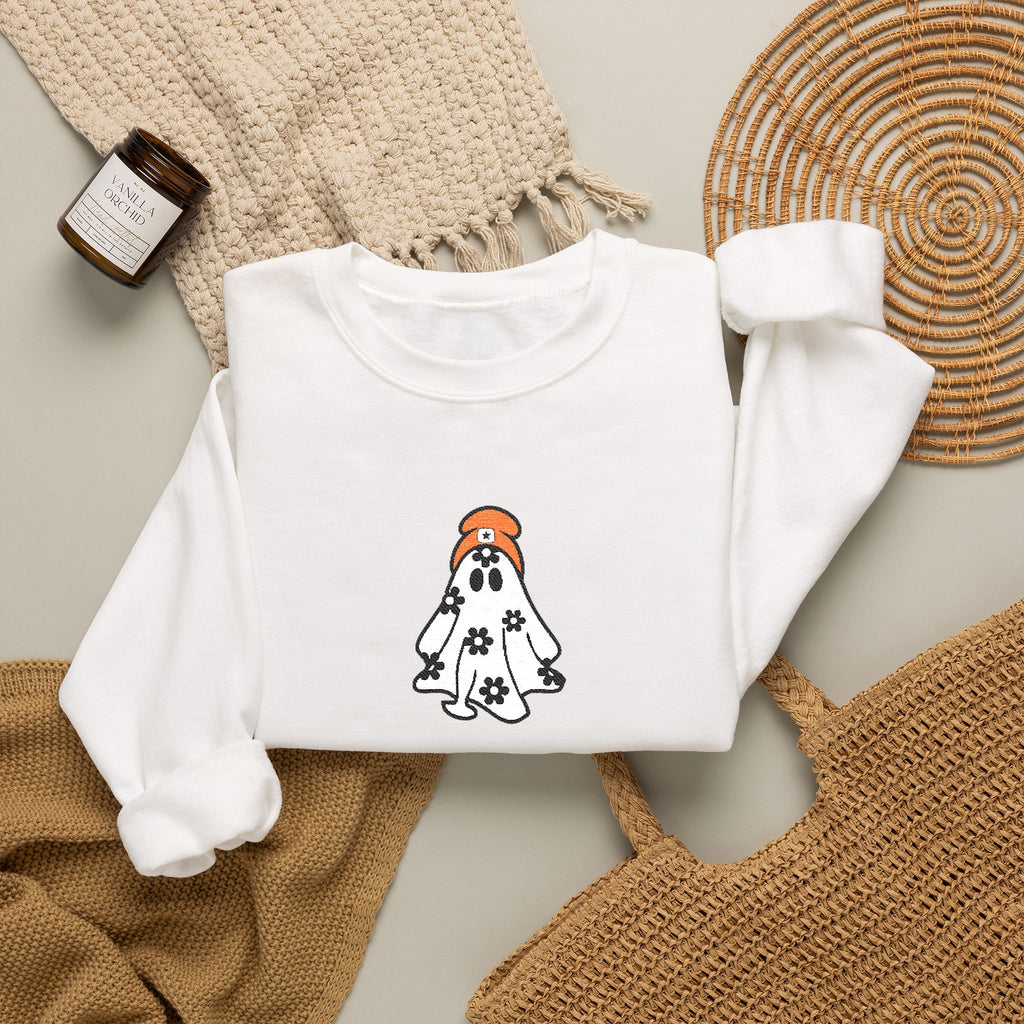 Ghost Dog Crewneck Sweatshirt — Cute Halloween Ghost Puppy Graphic