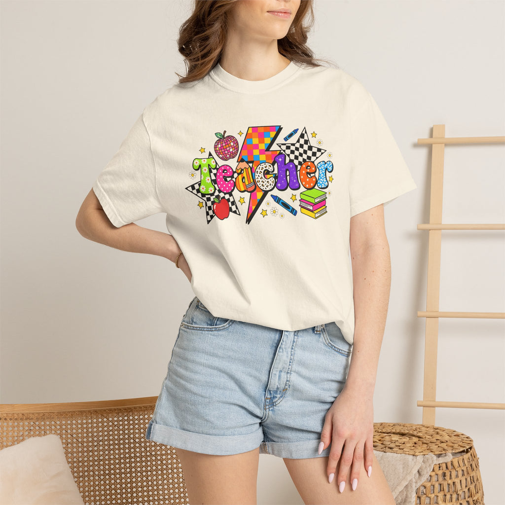 Teacher Pop Art T‑Shirt — Colorful Back-to-School Teacher Gift