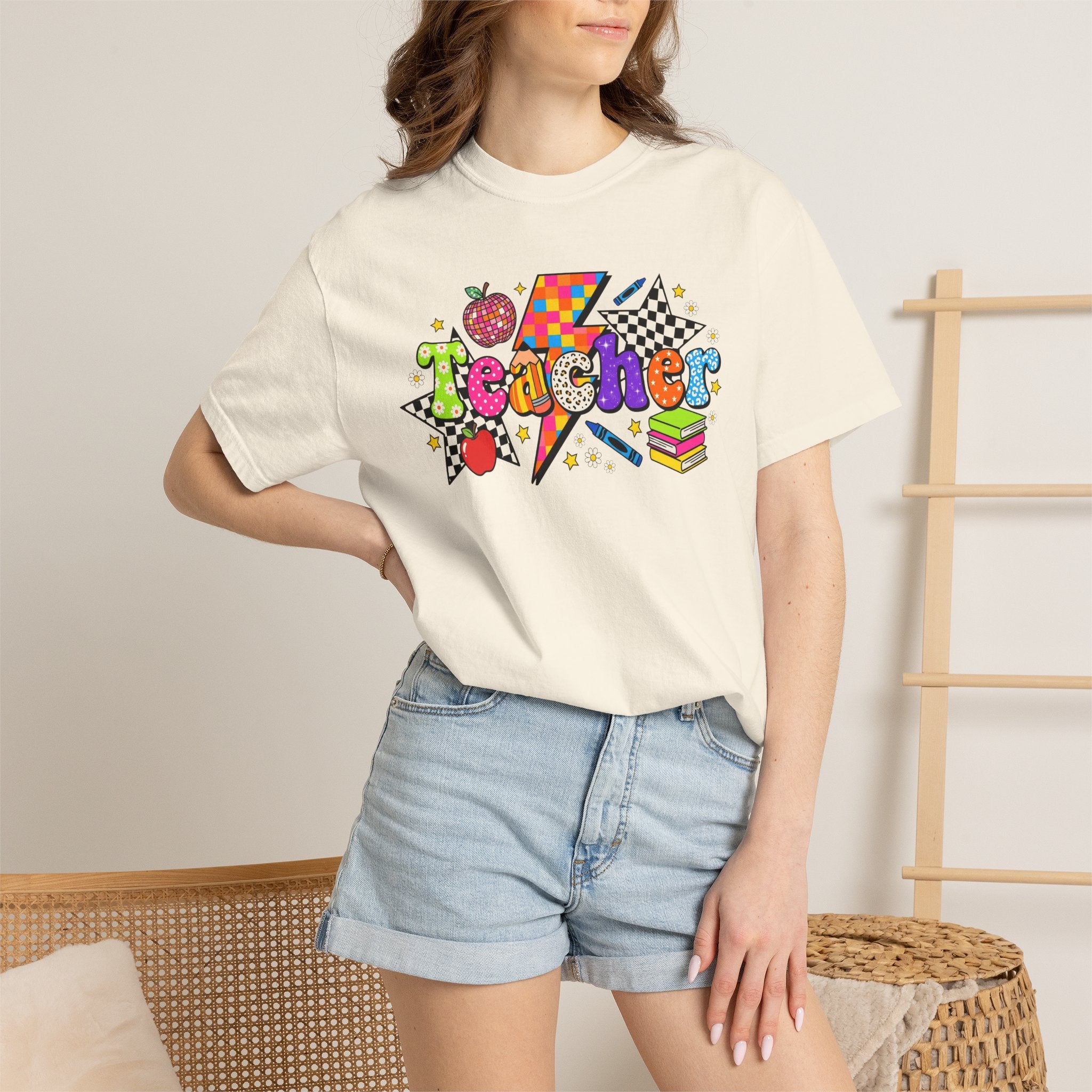 Teacher Pop Art T‑Shirt — Colorful Back-to-School Teacher Gift