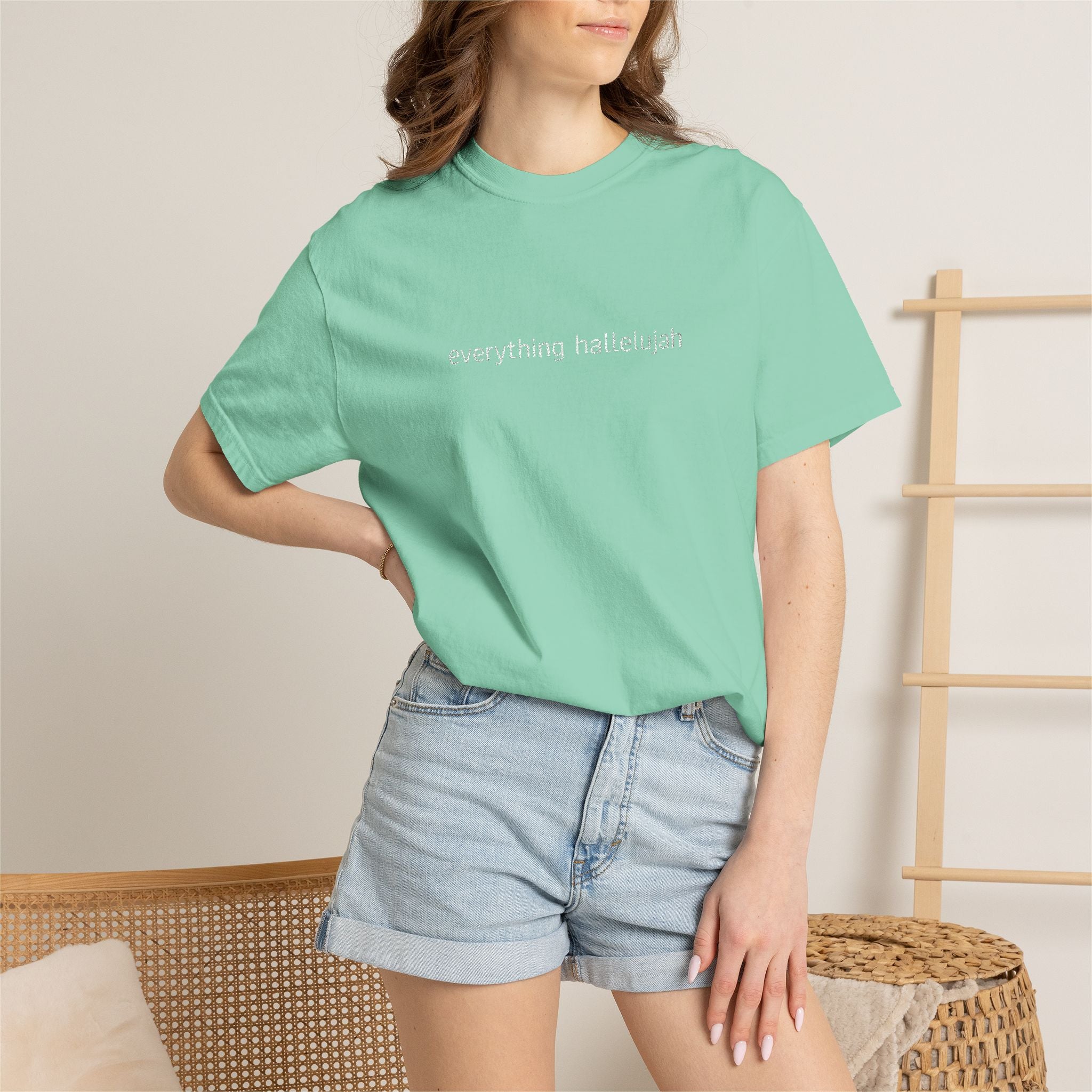 Everything Hallelujah embroidered T-shirt | religious typography, gospel