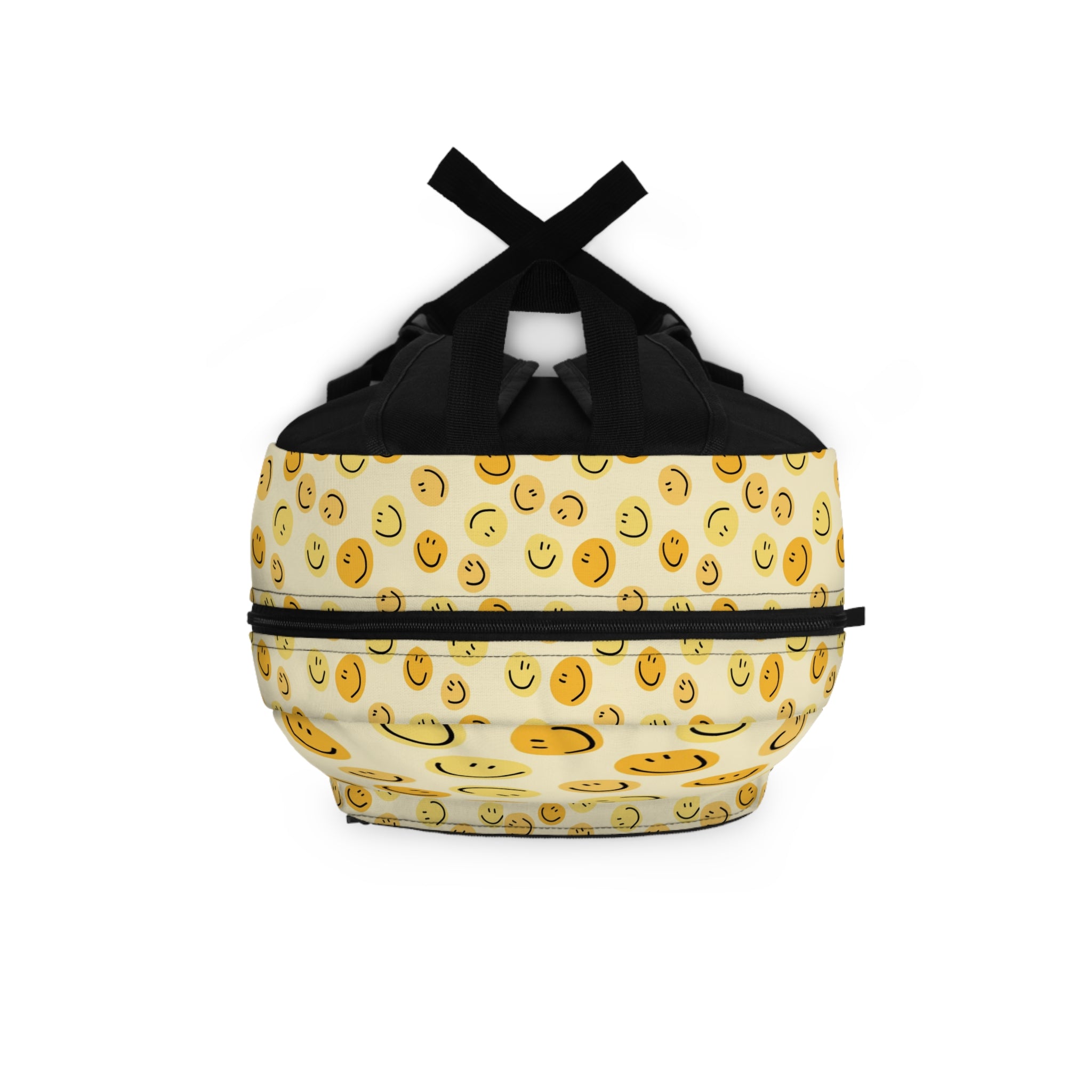 Smiley Face Pattern Backpack — Cheerful Yellow Emoji School Bag