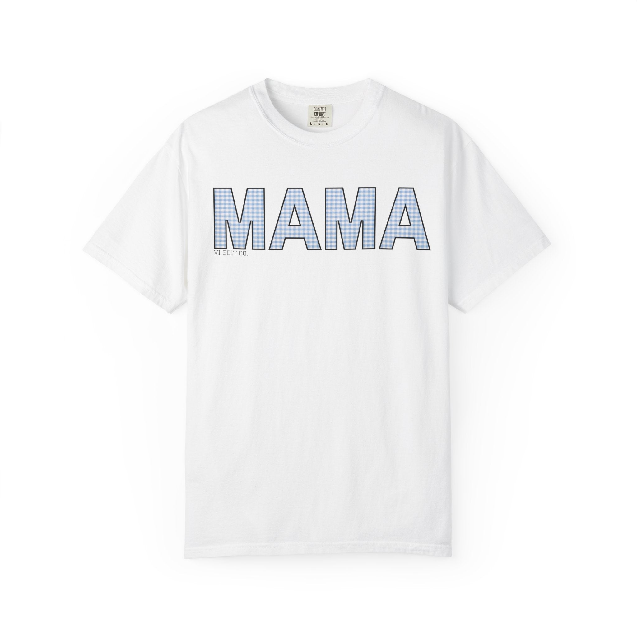 MAMA gingham block letters T-Shirt | mom shirt, mama tee