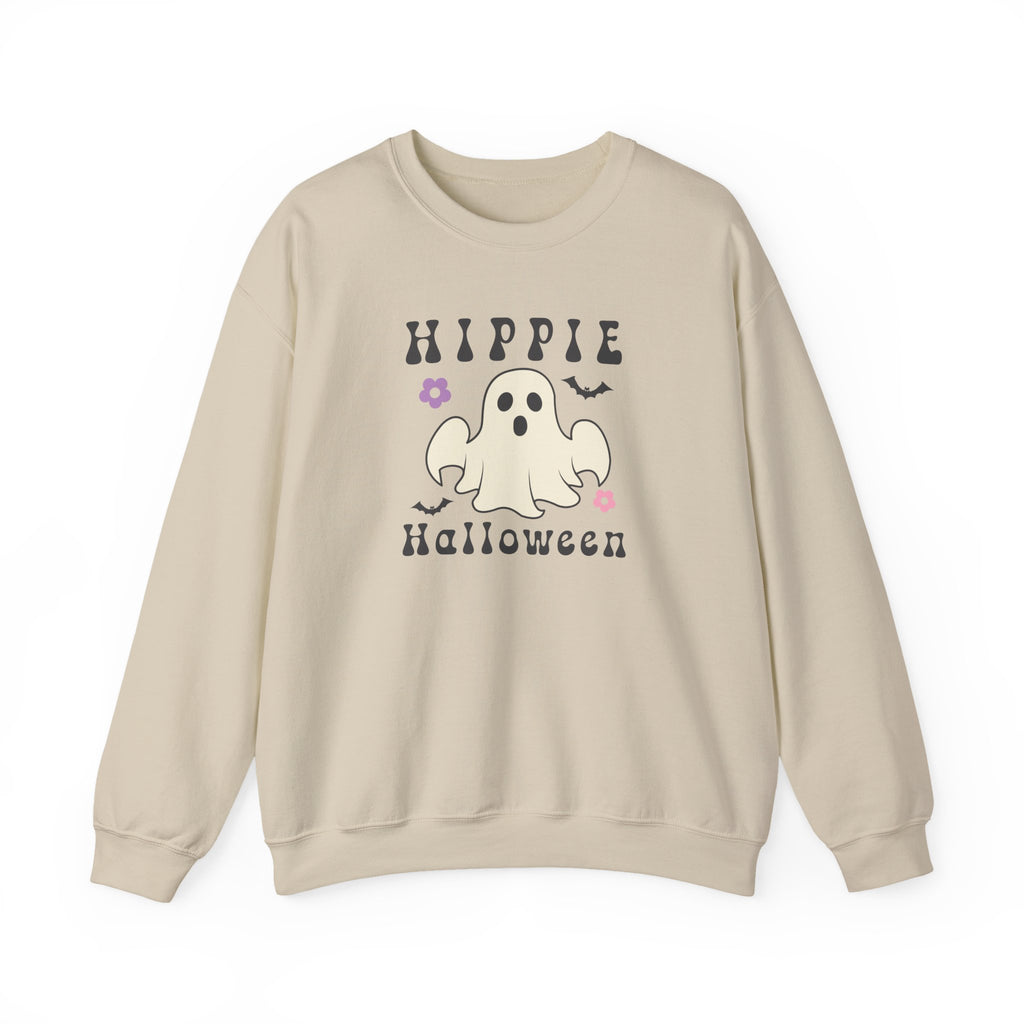 Hippie Halloween Crewneck Sweatshirt — Cute Retro Ghost Graphic