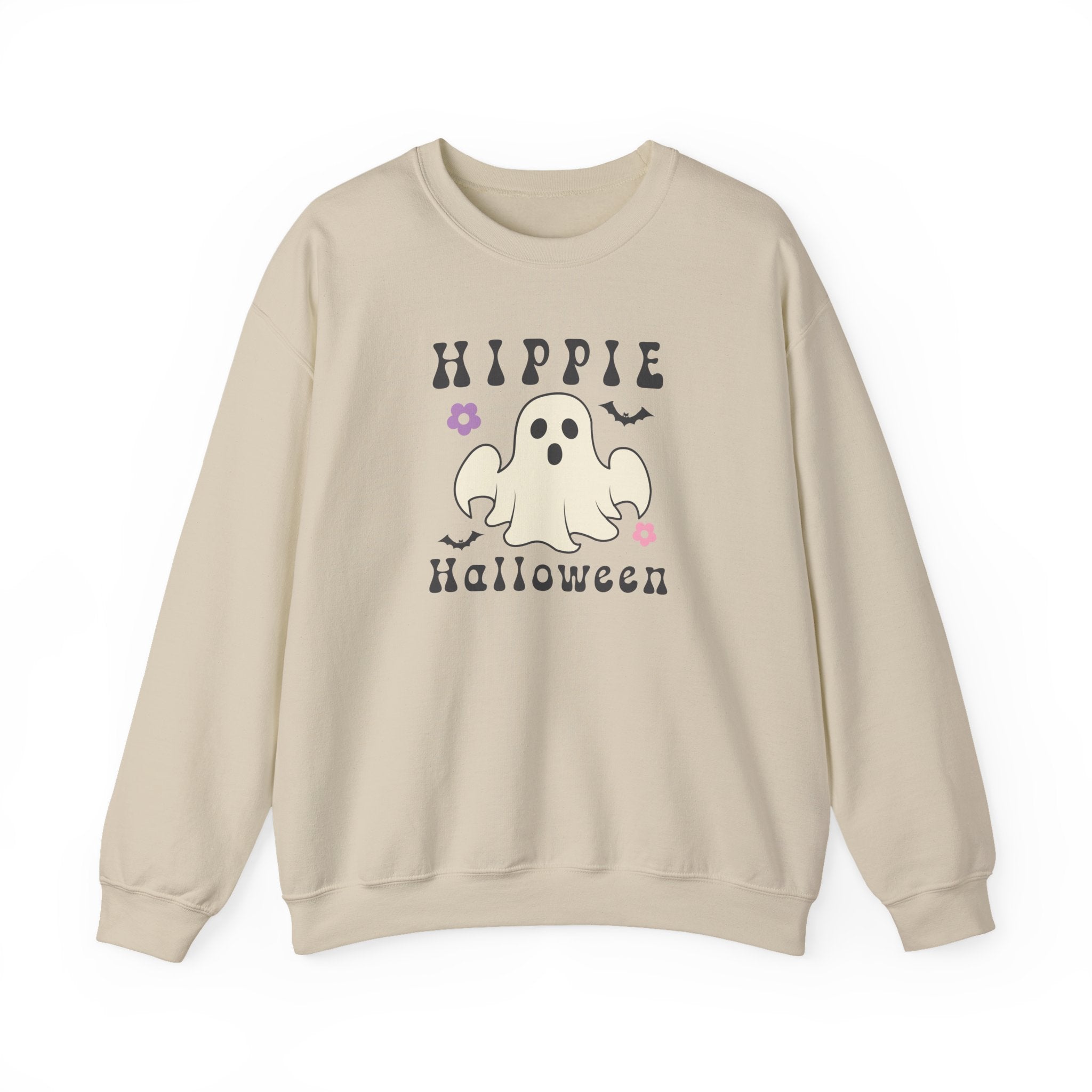 Hippie Halloween Crewneck Sweatshirt — Cute Retro Ghost Graphic