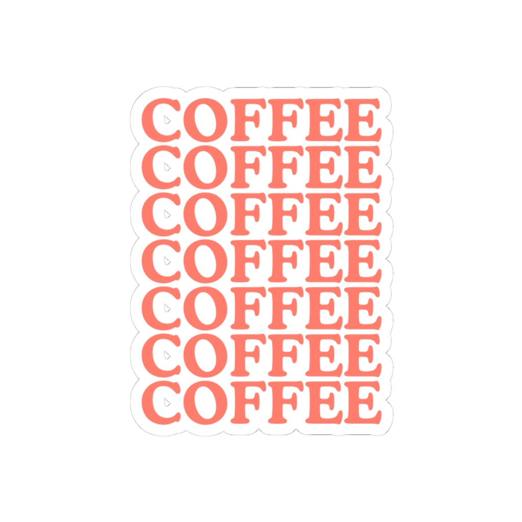 Coffee Repeat Sticker — Retro Stacked Text Kiss-Cut Decal