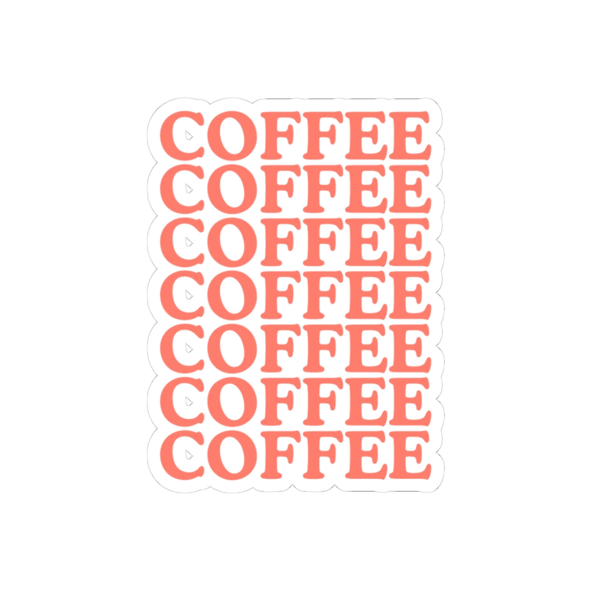 Coffee Repeat Sticker — Retro Stacked Text Kiss-Cut Decal