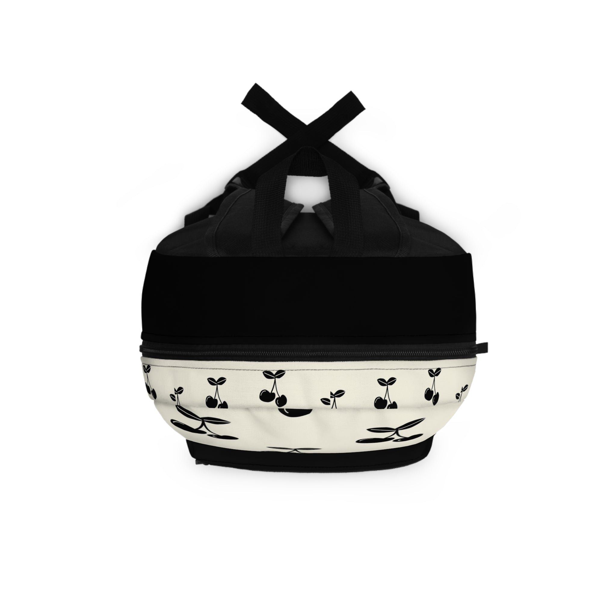 Vintage Black Cherry Pattern Backpack — Cute Retro Fruit Print School Bag