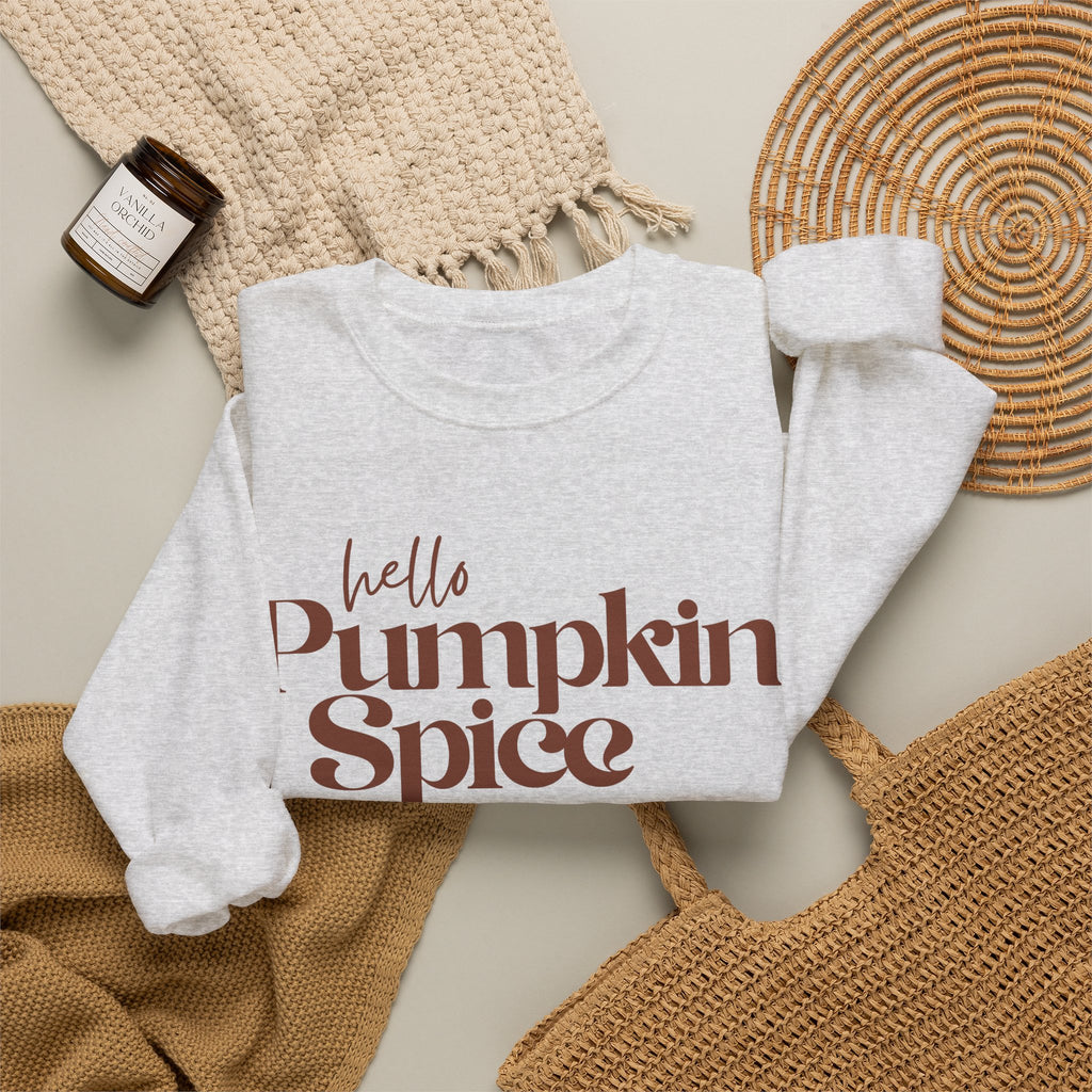 Hello Pumpkin Spice Sweatshirt — Cozy Fall Crewneck for Pumpkin Lovers