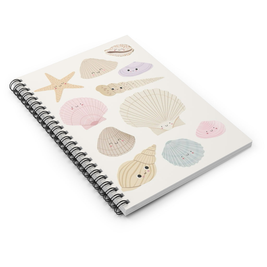 Seashell Friends Spiral Notebook — Cute Kawaii Beach Shells Ruled Journal