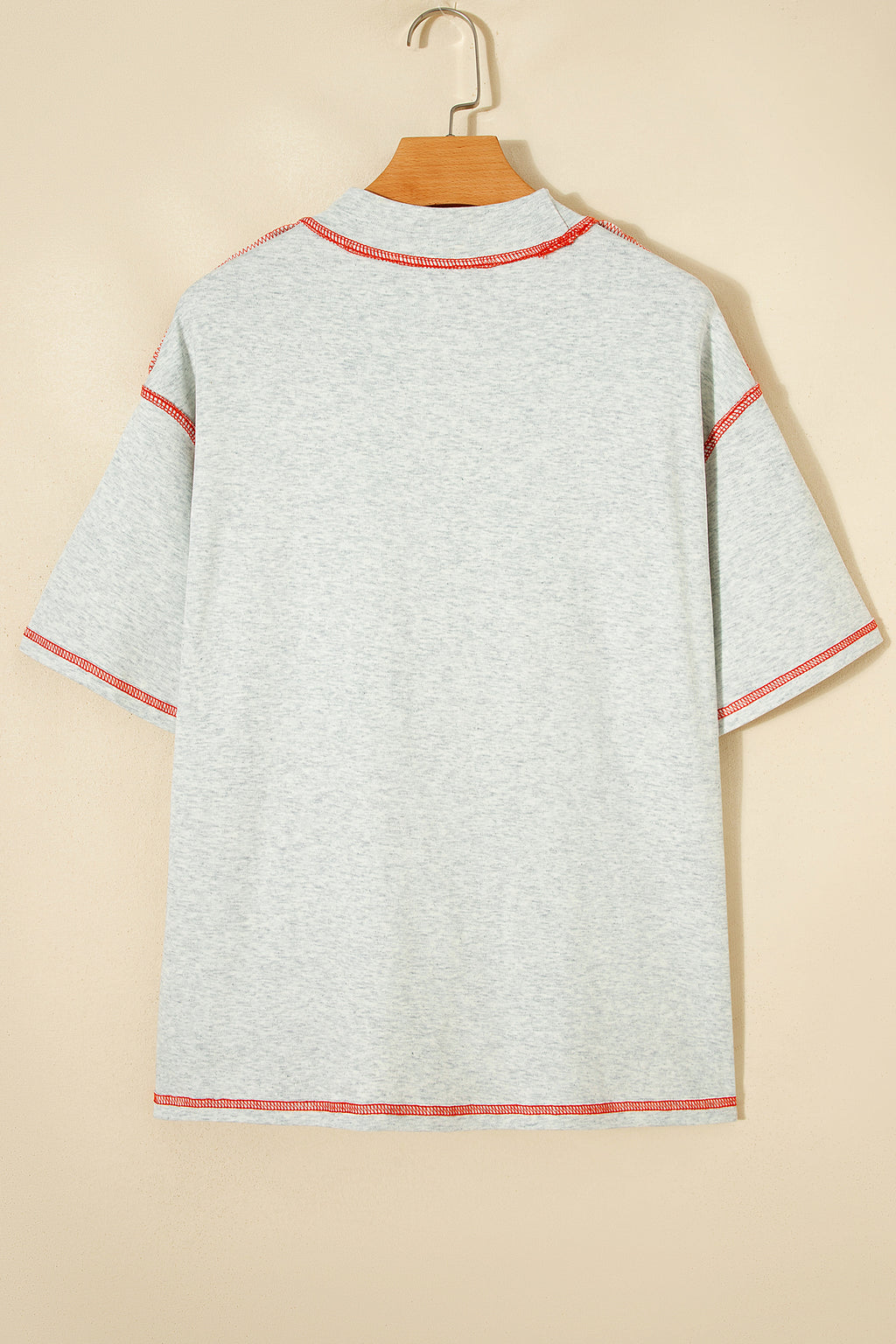 Light Grey Reversible Contrast-Stitched T-Shirt