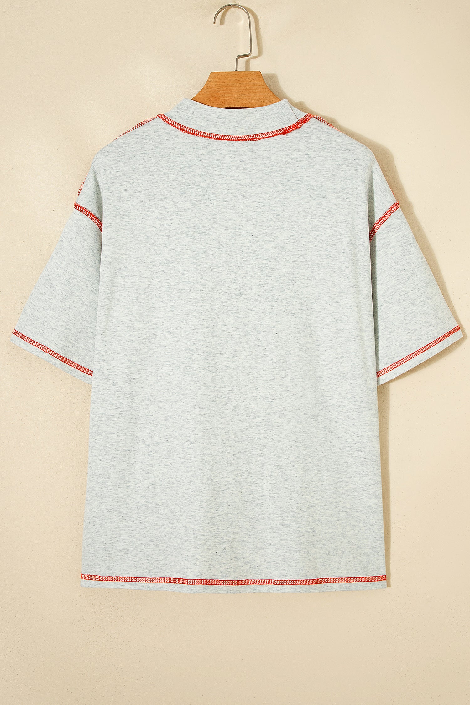 Light Grey Reversible Contrast-Stitched T-Shirt
